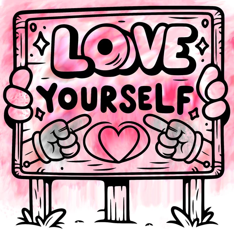 a sign where it is written: love yourself