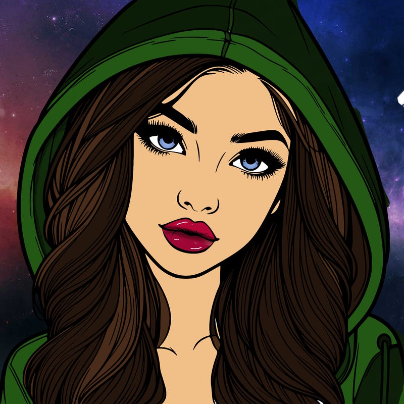 realistic beautiful girl with a hood on