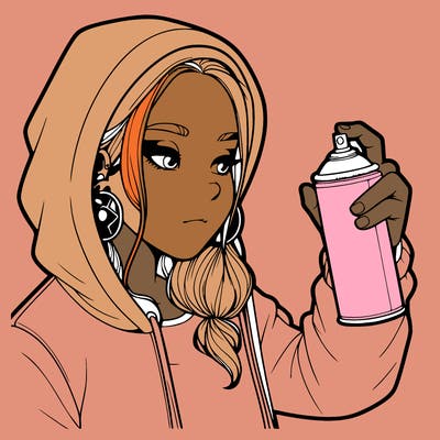 a realistic girl, spray painting