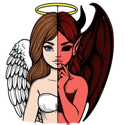 realistic angel half demon