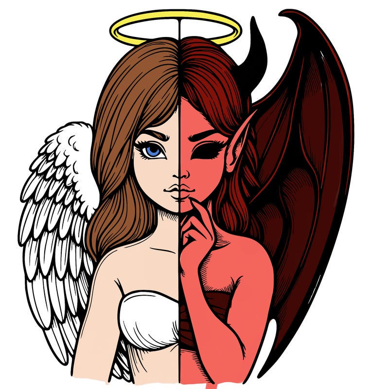 realistic angel half demon