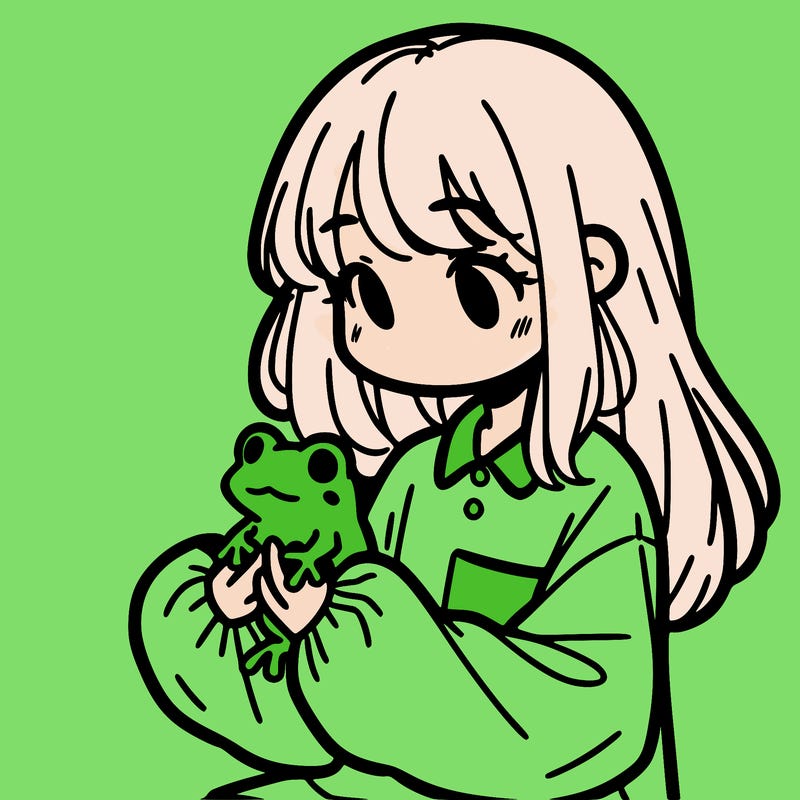 girl with long hair and a oversized shirt. and she is holding a frog