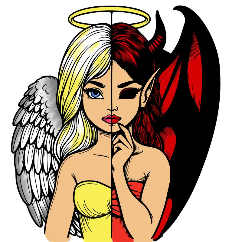 realistic angel half demon