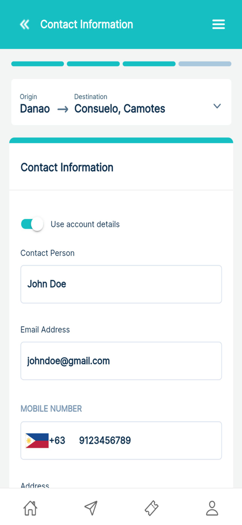 BARKOTA Ticket Booking - BARKOTA app contact information screen for booking a ferry ticket