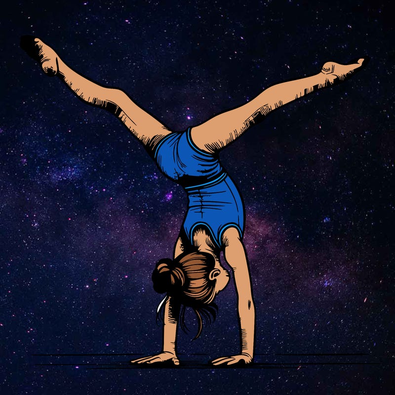 realistic gymnastic hand stand girl in four splits