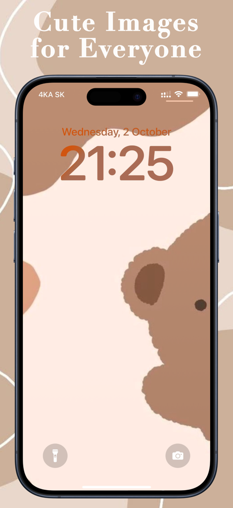 Cute Wallpapers for Girls 4K - iPhone lock screen showing a cute aesthetic brown teddy bear wallpaper