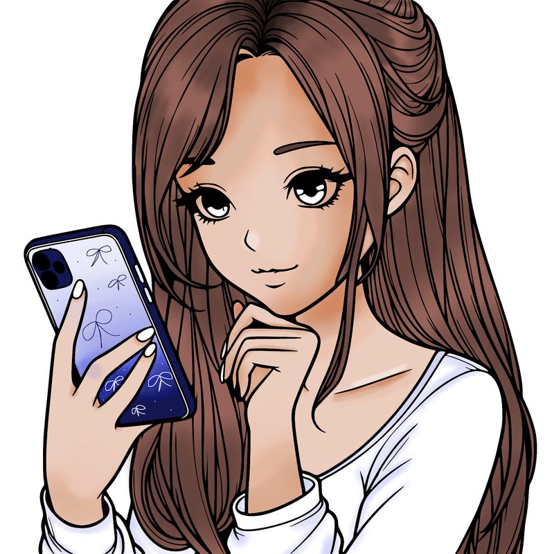 realistic girl with a  iphone