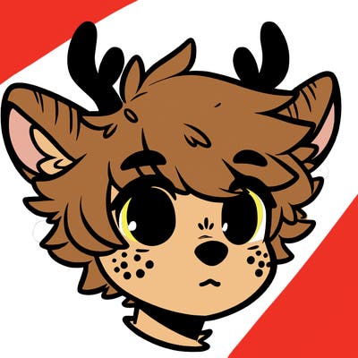 a humanoid deer with soft fluffy ears