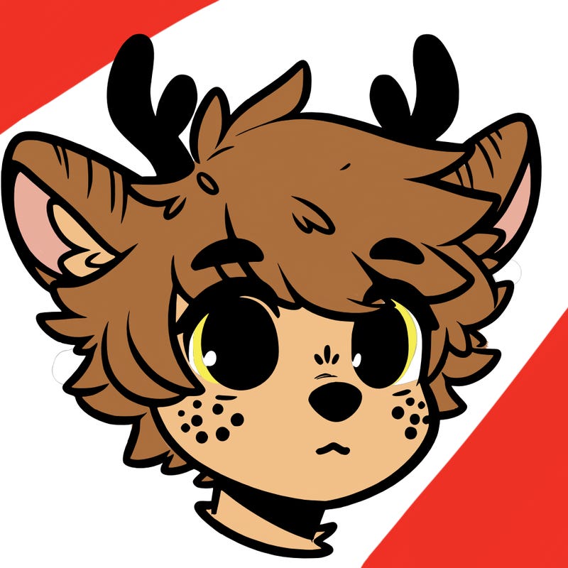 a humanoid deer with soft fluffy ears