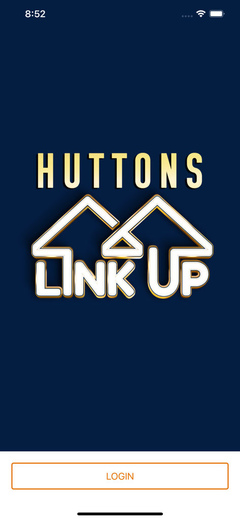 Huttons Link Up - Huttons Link Up real estate mobile app login screen with logo on a dark blue background