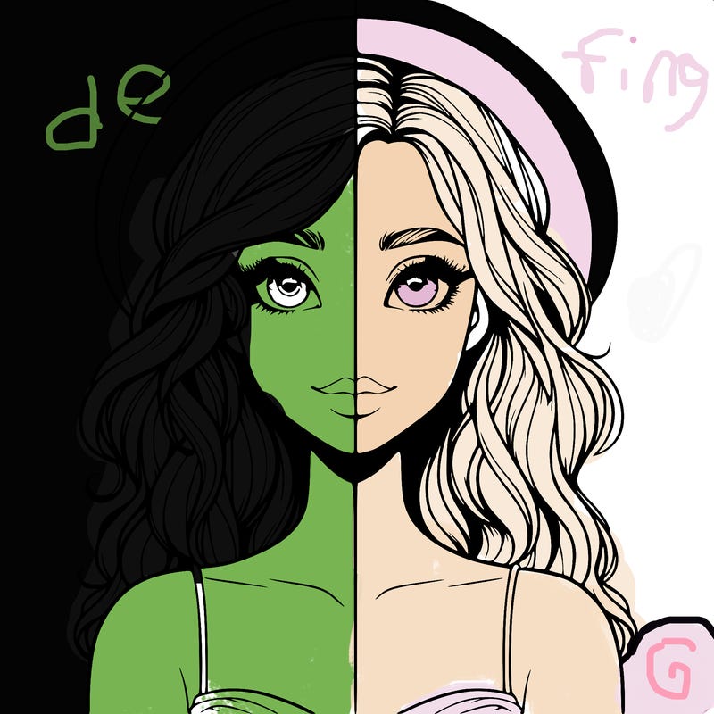 a beautiful realistic girl half witch