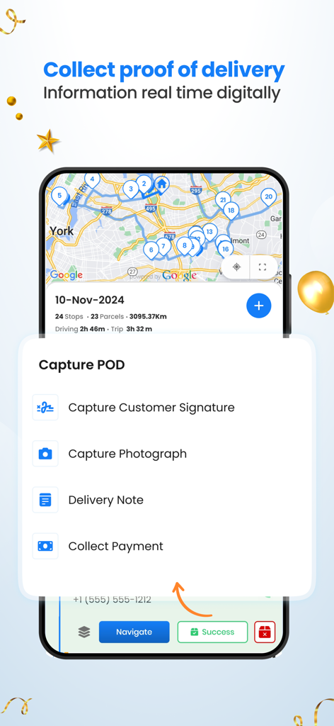 Zeo Route Planner - Zeo Route Planner mobile app screen showing options for digital proof of delivery including signature and photograph capture.