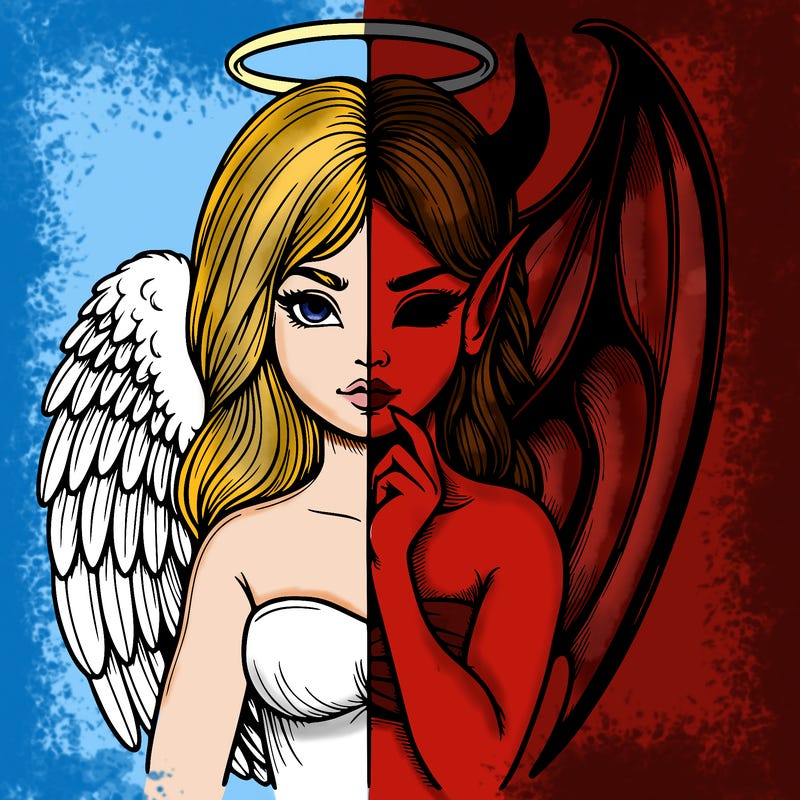 realistic angel half demon