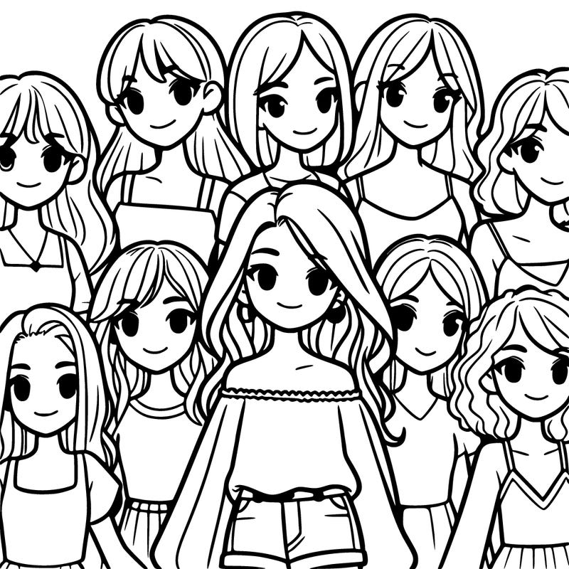 realistic girls in group