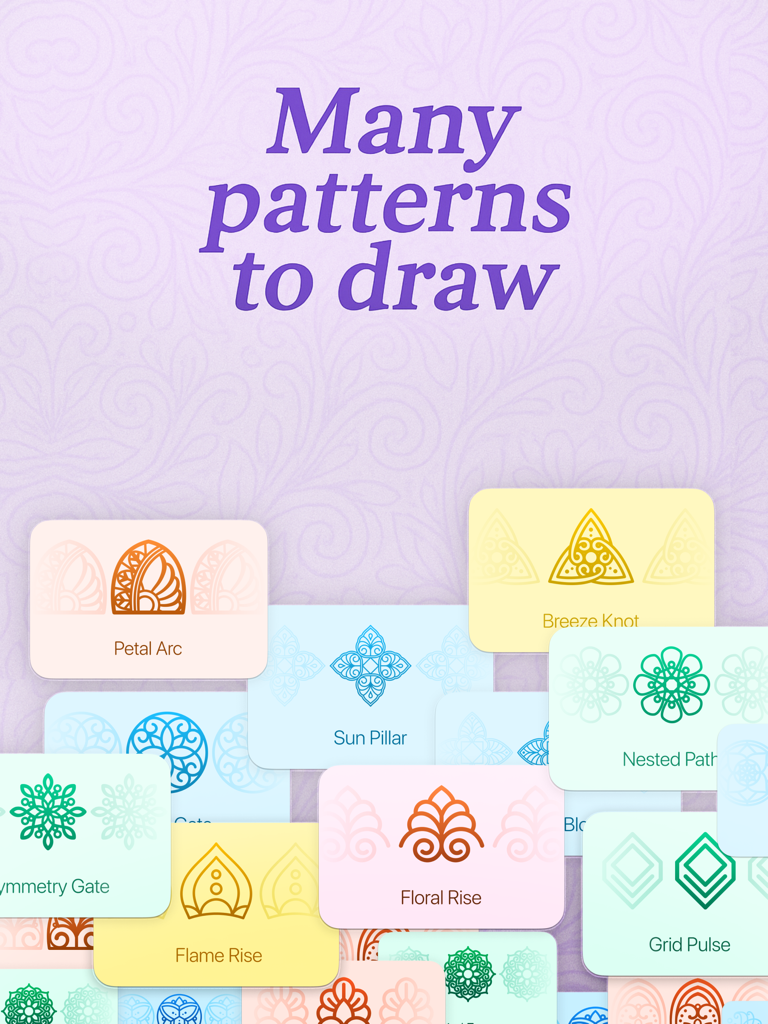 Mandala Art Coloring Patterns - Un aperçu de divers modèles et motifs de dessins de mandala dans l'application Mandra