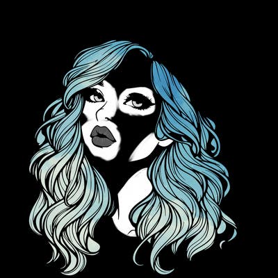 realistic witch girl with wavy hair and lips