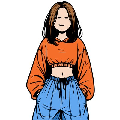realistic girl faceless with baggy pants and a crop top