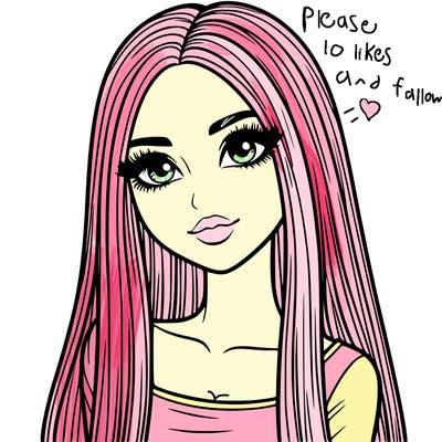 realistic girl with straight and long hair