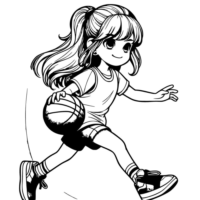 realistic girl playing basketball