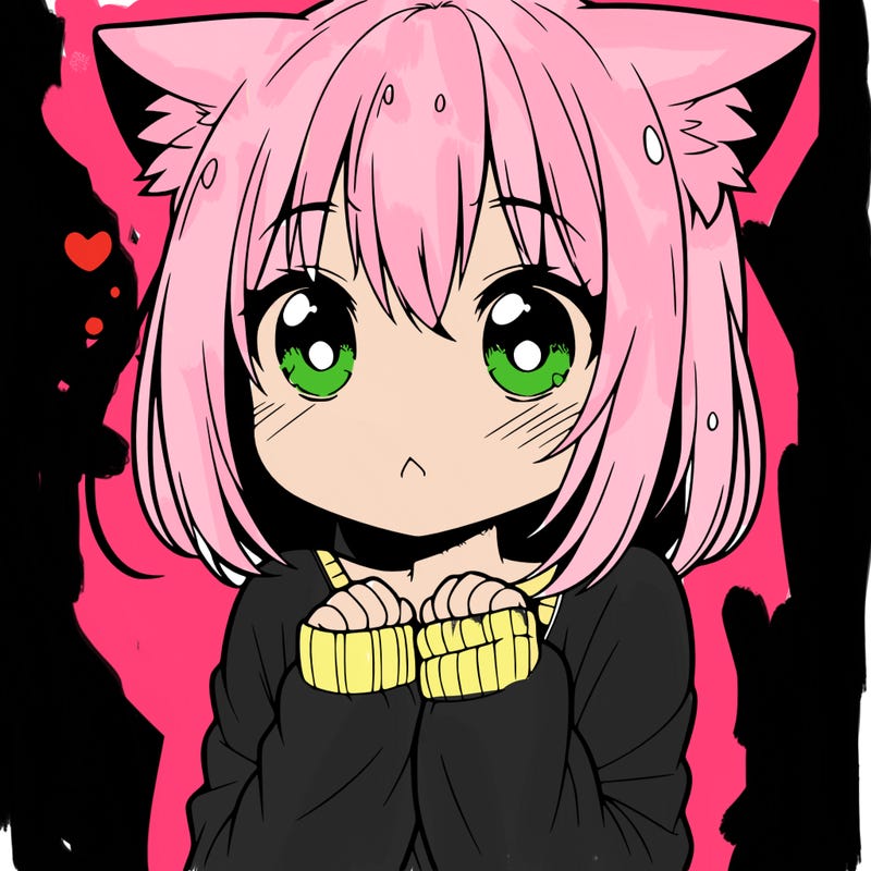 shy anime catgirl