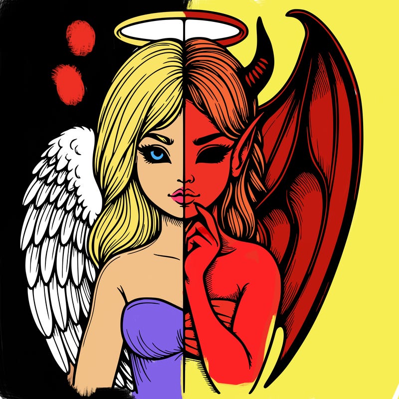 realistic angel half demon