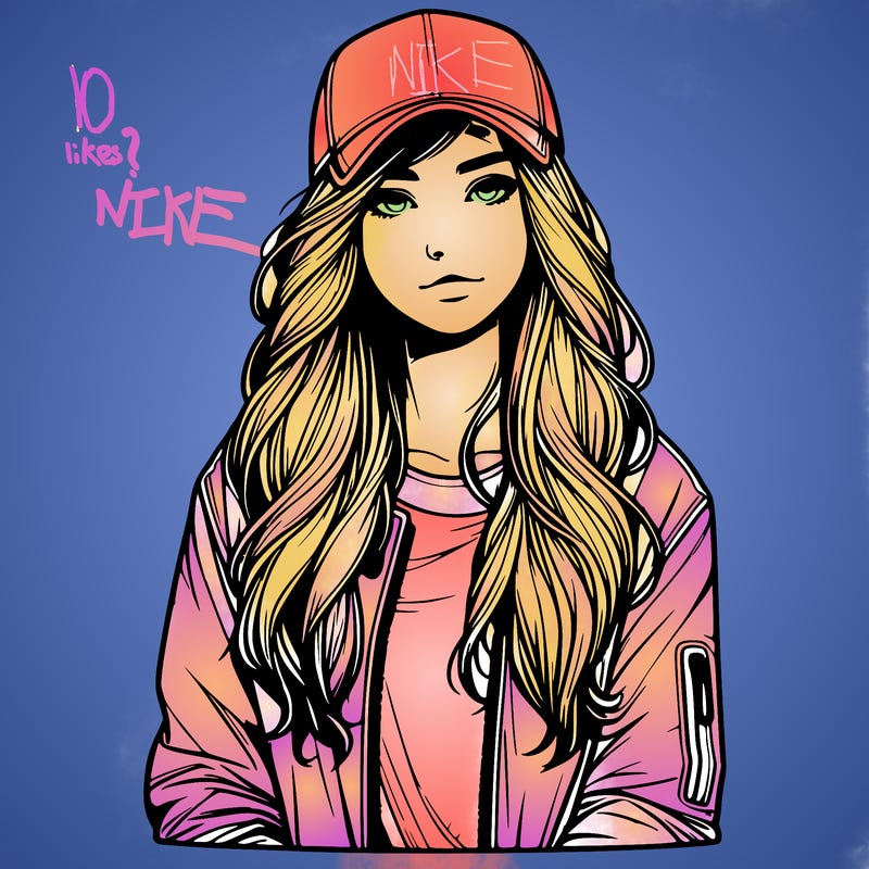 realistic teenagegirl with jacket and wearing a cap on her head with longhair