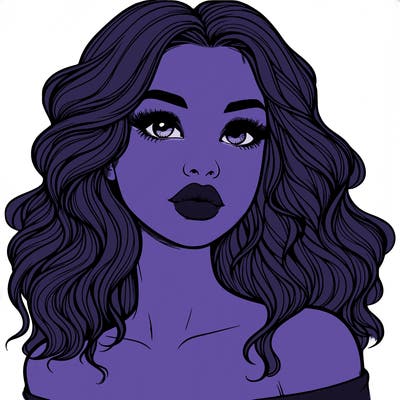 realistic girl with wavy hair and lips