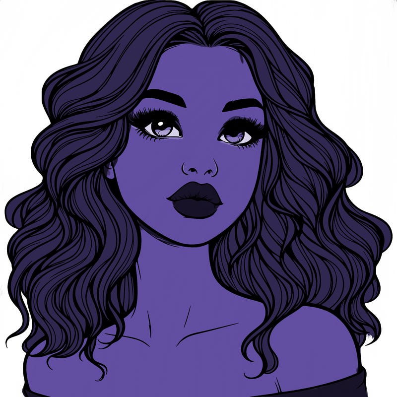 realistic girl with wavy hair and lips