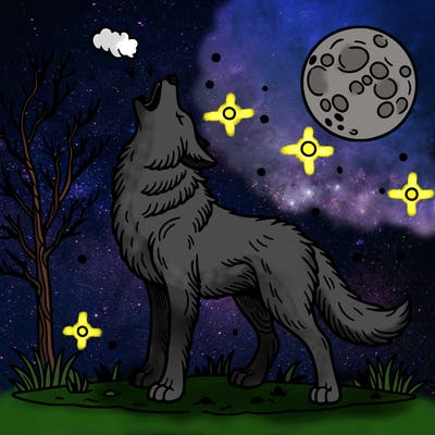 wolf howling at the moon