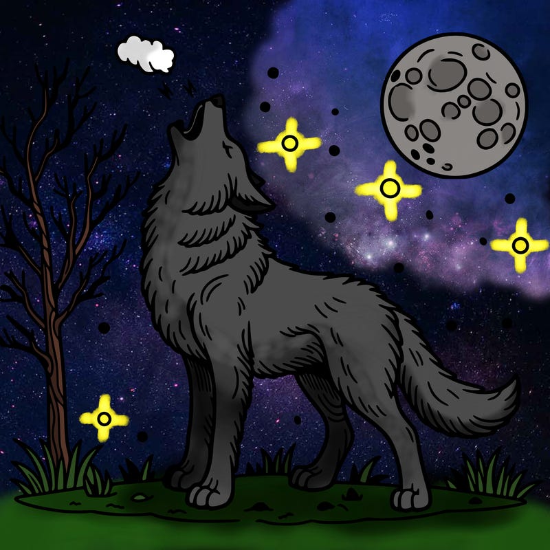 wolf howling at the moon