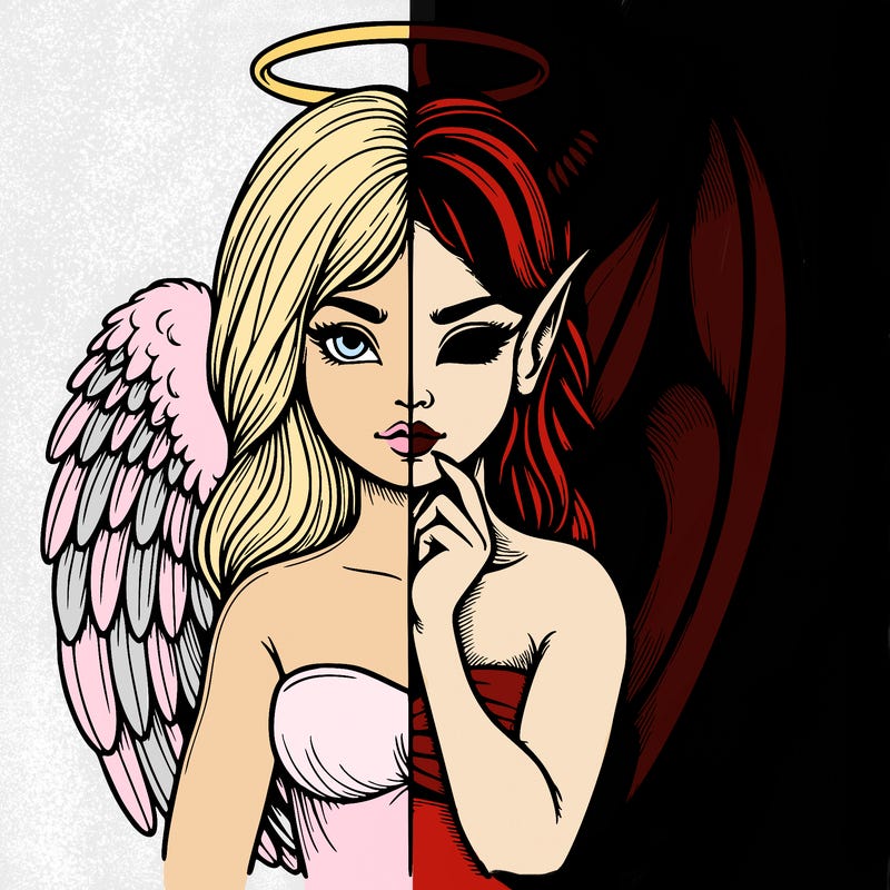 realistic angel half demon