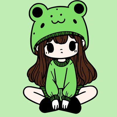a girl wearing a frog hat and some frog socks
