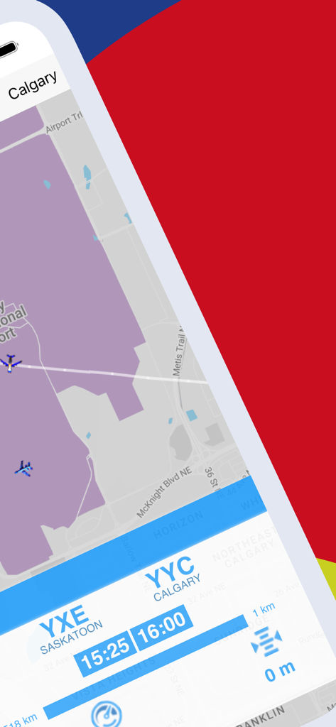 C.A.T: Canada Air Sky Tracker - Canada Air Sky Tracker app showing a flight from Saskatoon to Calgary on a live map