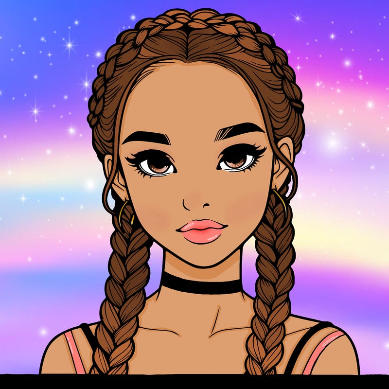 realistic girl with braids