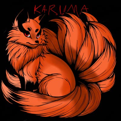realistic detailed 9 tailed anime fox