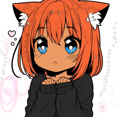 shy anime catgirl
