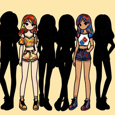 a group of girls wearing crop tops and shorts