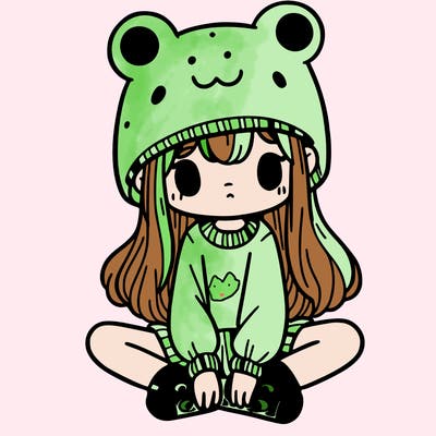 a girl wearing a frog hat and some frog socks