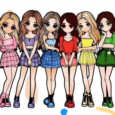 a group of girls realistic