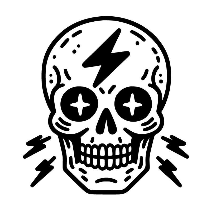 skull with lightning bolt eyes.