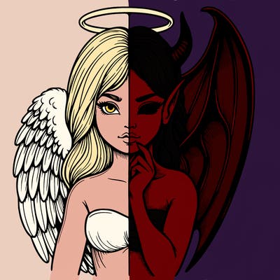 realistic angel half demon