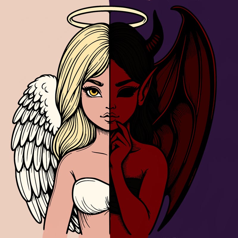 realistic angel half demon