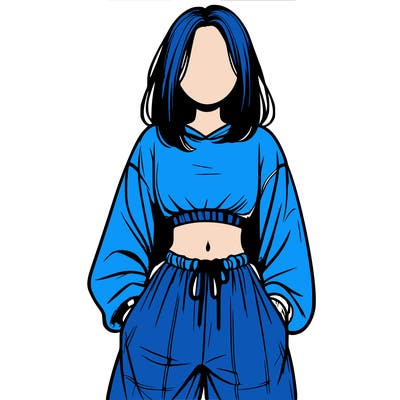 realistic girl faceless with baggy pants and a crop top