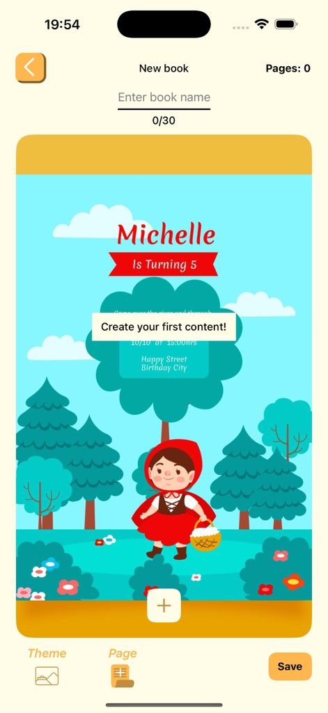 Readera Proge - Book Craft - Interfaz para crear un libro infantil personalizado en la aplicación Readera Proge