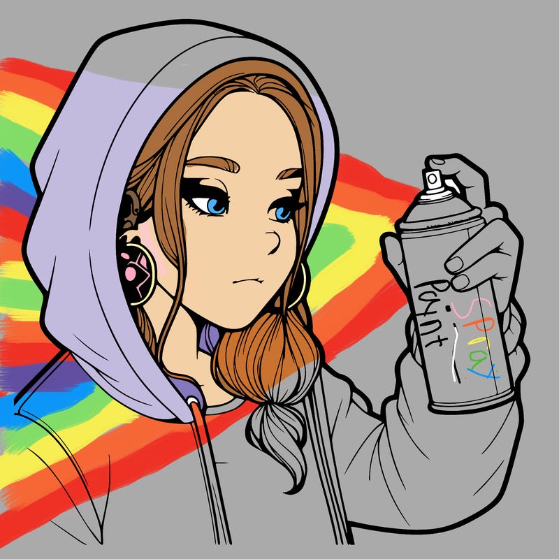 a realistic girl, spray painting