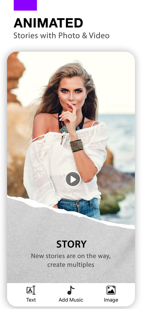 Photo Video Maker With Music - Interfaz de la aplicación para crear historias animadas de fotos y videos con música
