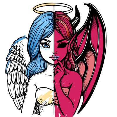 realistic angel half demon