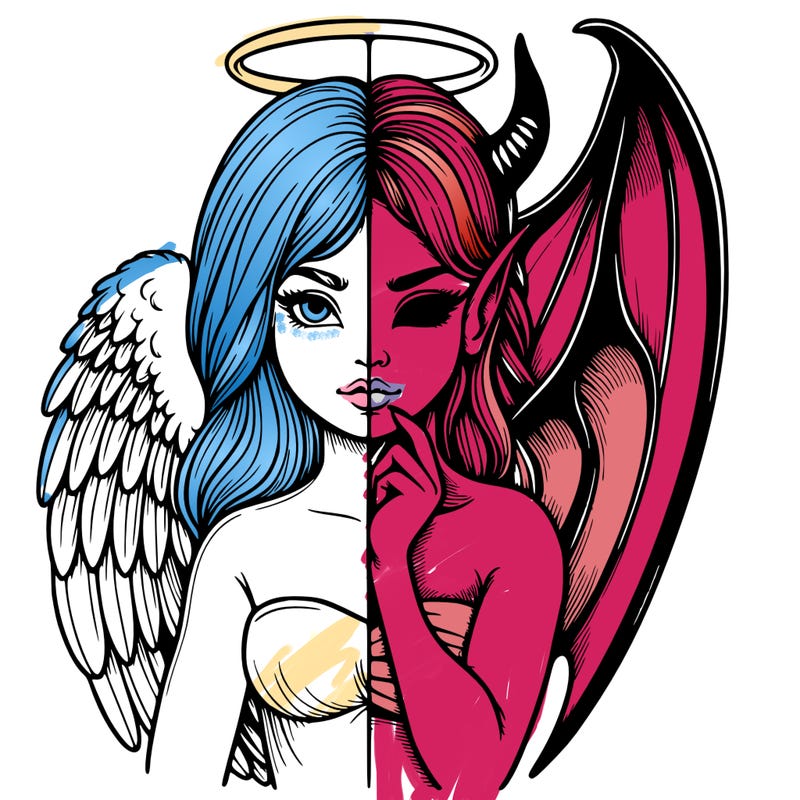 realistic angel half demon