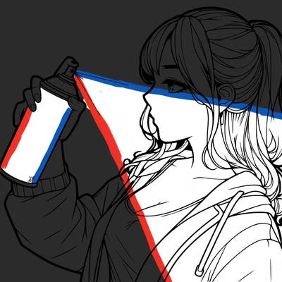 a realistic girl spray, painting