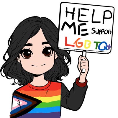 realistic girl holding up a sign